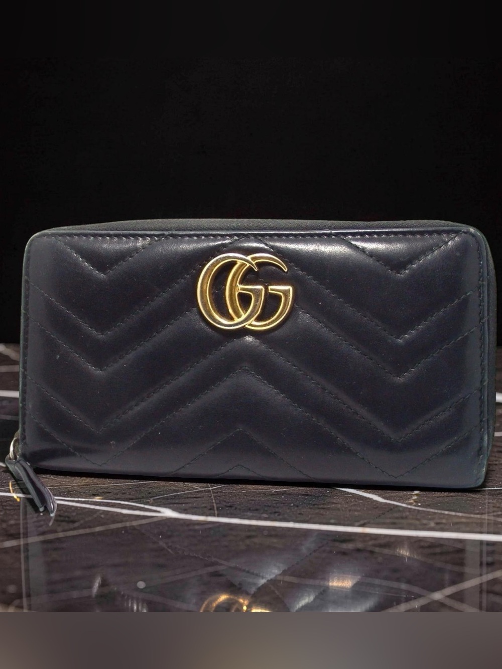 GUCCI GG Marmont Quilted Leather Zip Around Wallet 😍🖤🔥 - Picture 2 of 13